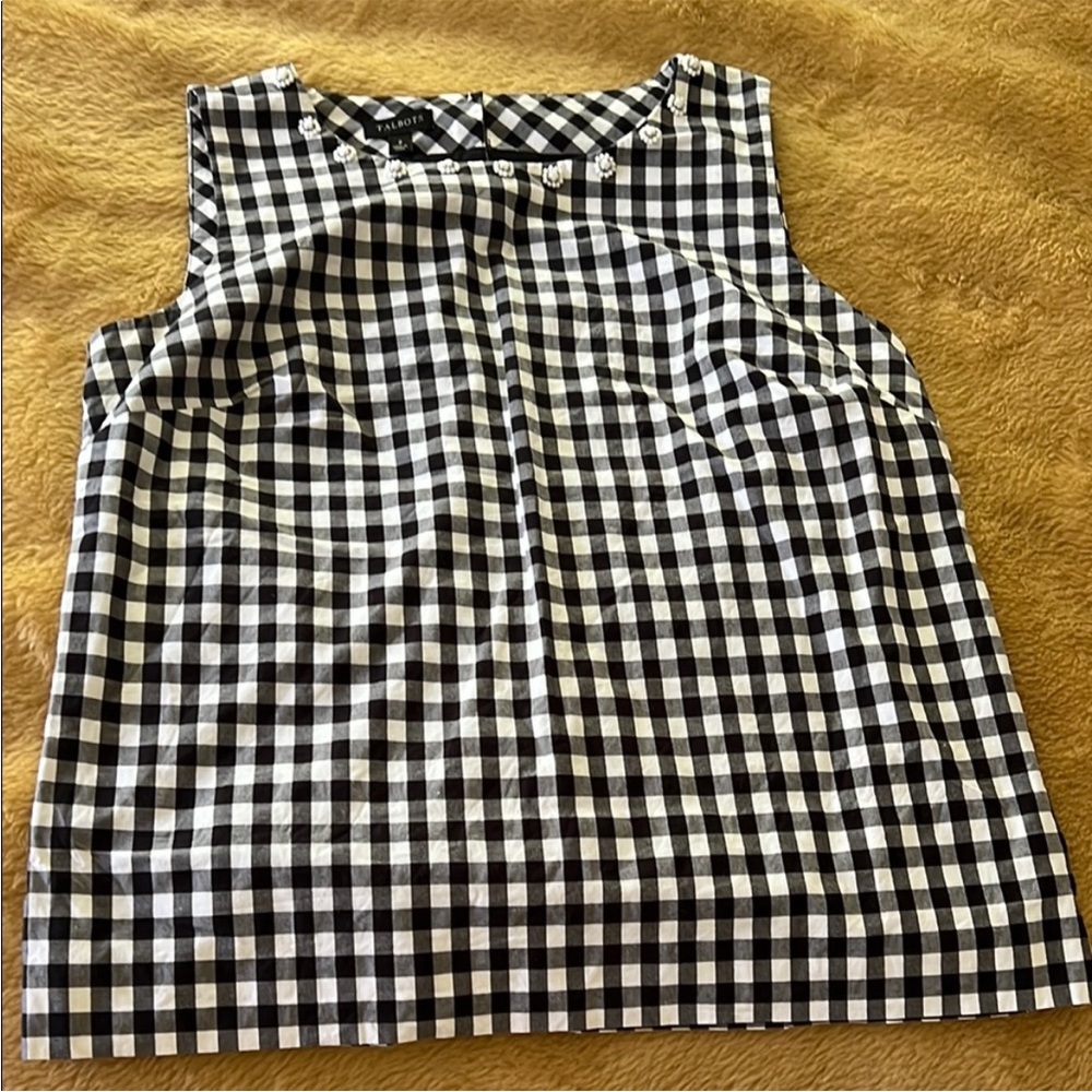 Talbots | Women’s Size 2 Black and White Gingham Sleeveless Top
